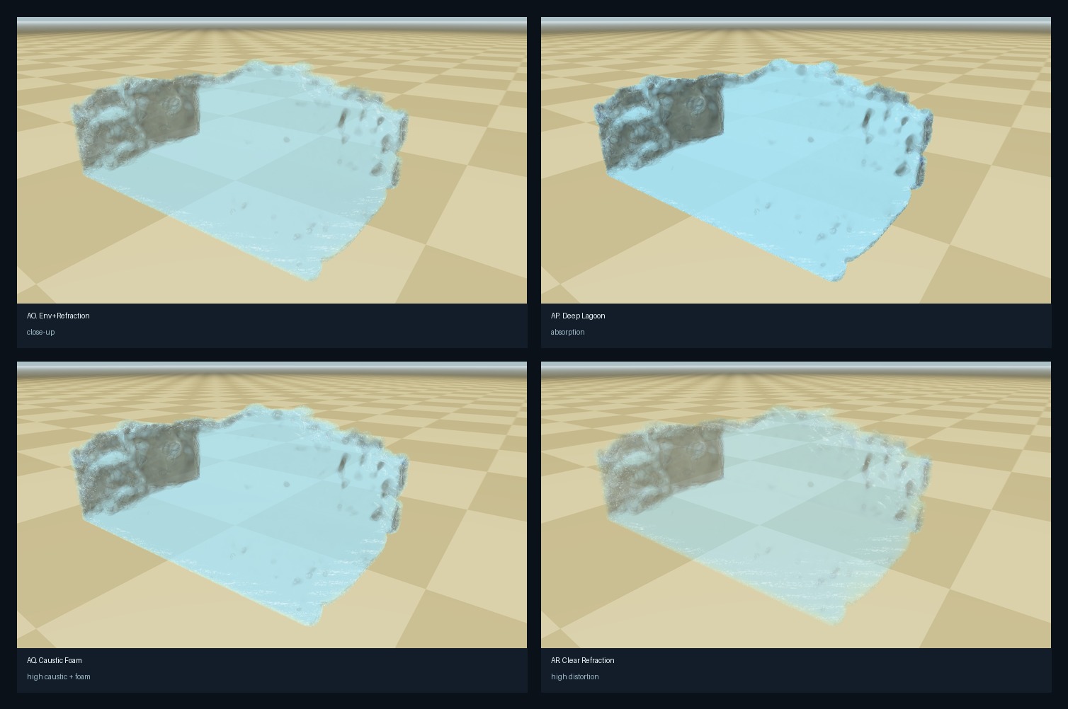 Contact sheet showing close-up Newton fluid optical stress-test variants